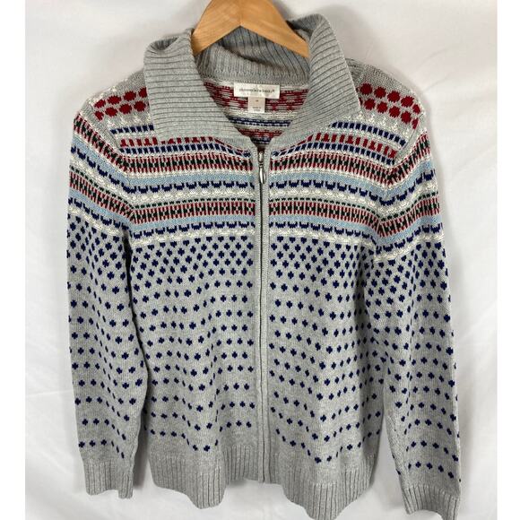Christopher & Banks Full Zip Patterned Knit Cardigan Sweater Size Medium - Picture 1 of 6